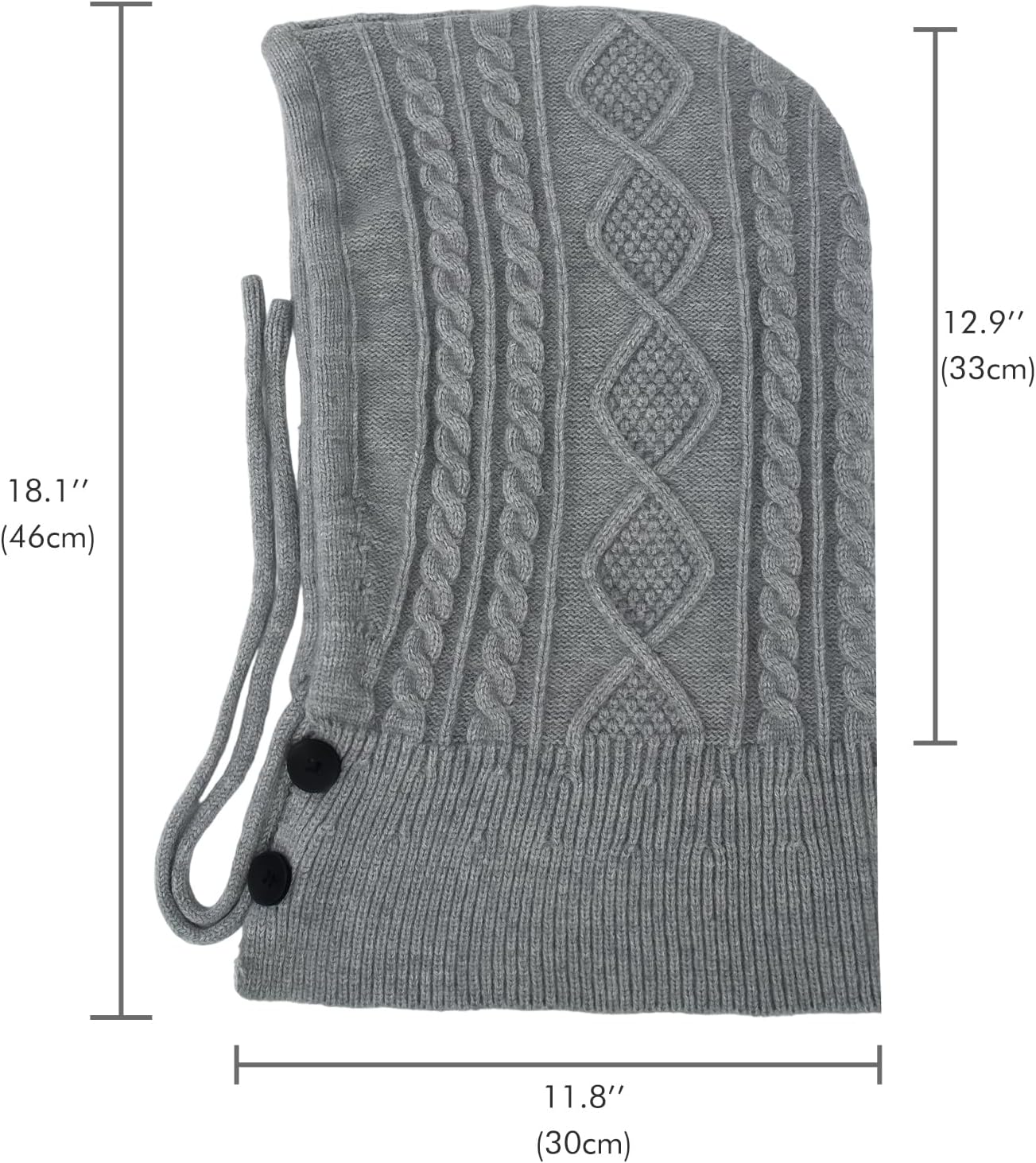 Peicees Knitted Balaclava Drawstring Hooded Scarf Hat Womens Beanie Skull Cap Winter Neck Gaiters Fashion - Image 3