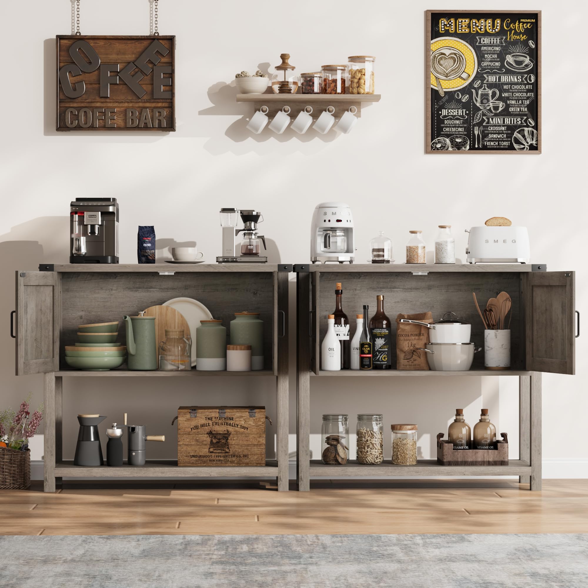 Garvee Mesita de Noche, Mesa Consola Estilo, Mueble Recibidor de Madera con Almacenaje, para Dormitorio y Salón, 77×34×86 cm (Gris)