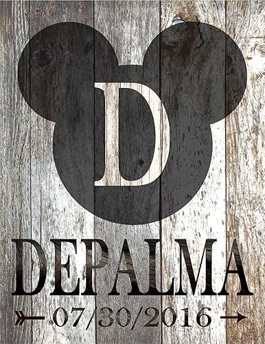 Miniatura 8 de Disney Themed, Rustic Decor, Mickey, Wedding Gift, Disney Inspired Monogram Sign, Mickey Mouse Silhouette, Personalized With Family Name and