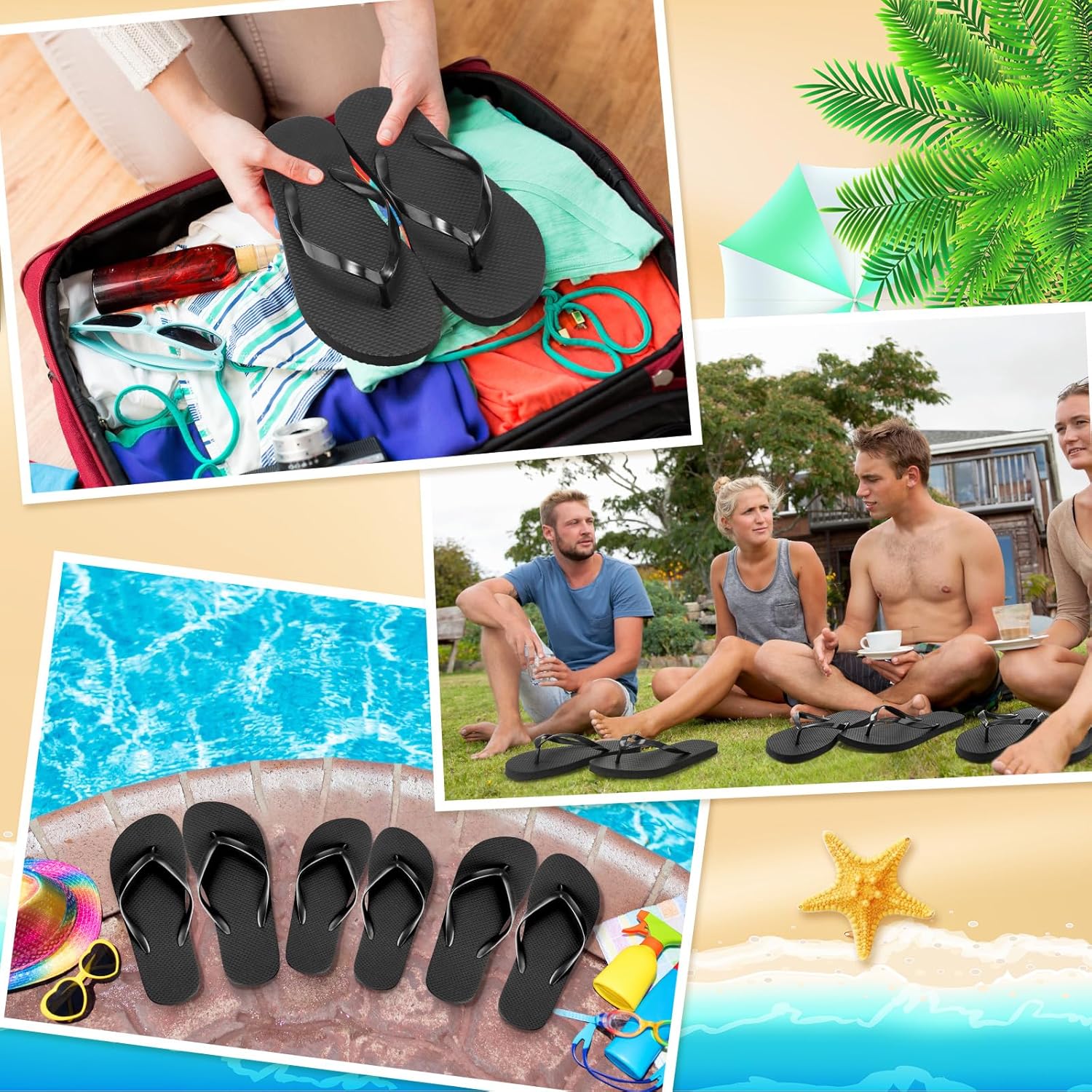 Unittype 48 Pairs Flip Flops Bulk for Wedding Guests Hotel Slippers with Size Cards and Bags for Wedding Beach Pool - Image 5