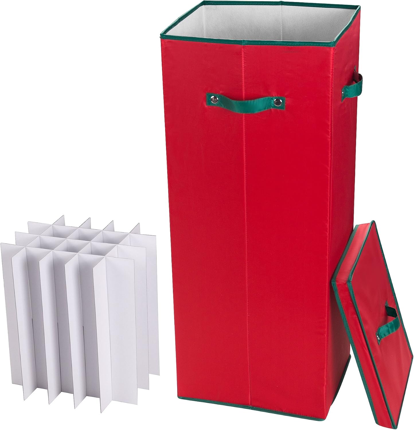 Wrapping Paper Storage Box -2 Pack -Stores up to 20 Rolls of 30 Inch Long Gift Wrap in One Convenient Red Lidded Container by Elf Stor