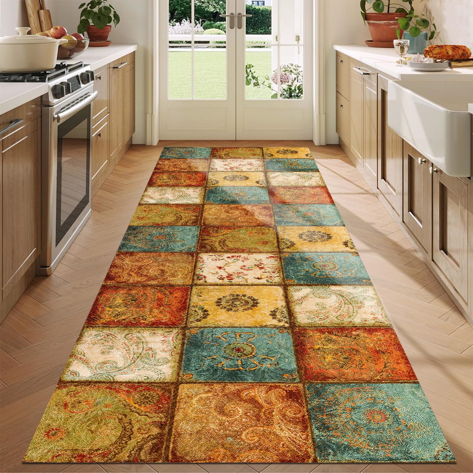 Alfombra de cocina lavable con base antideslizante para pasillos