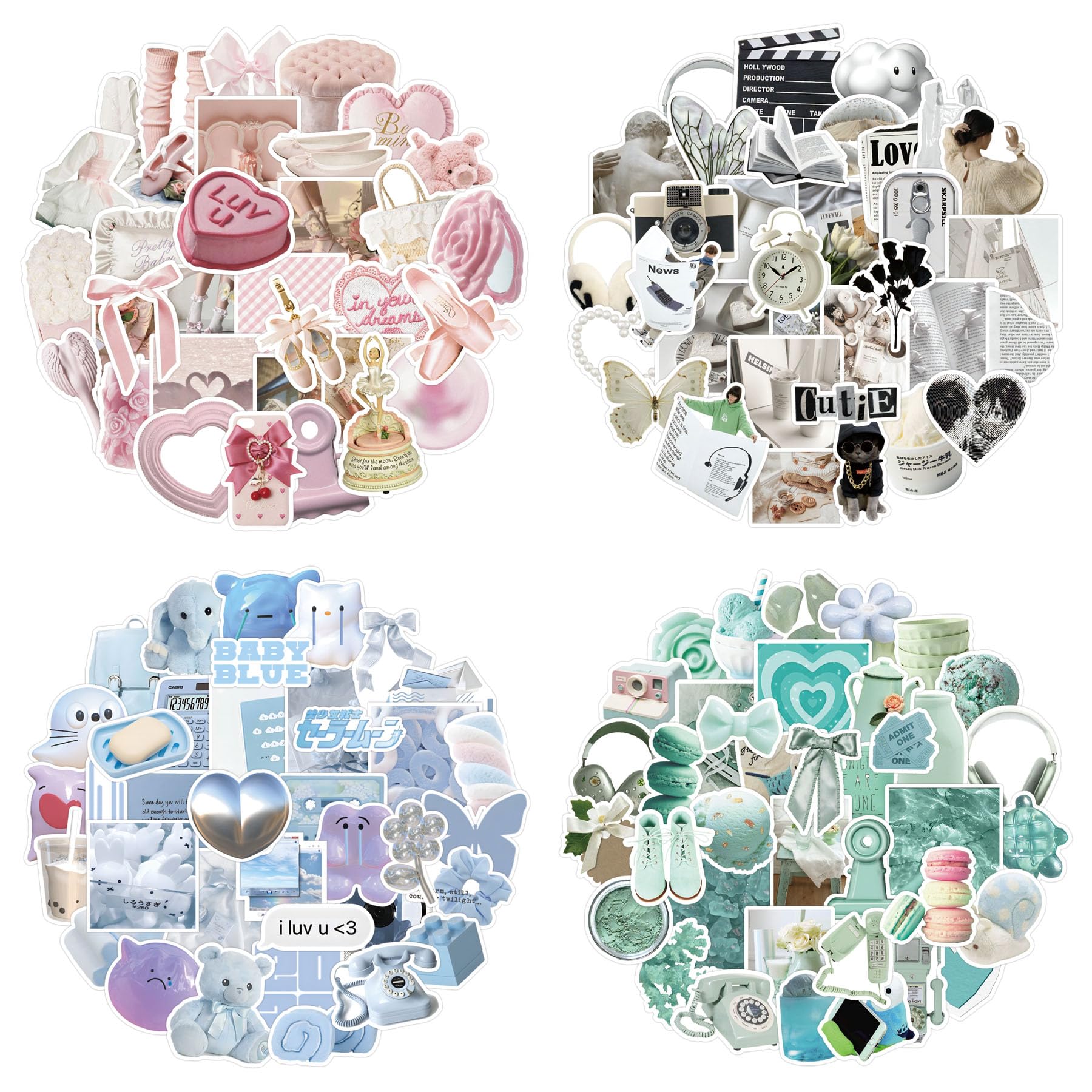 400PCS Aesthetic Journaling Stickers Pack for Adults – Cute Animal, Retro Object &amp; Pastel Deco Stickers for Bullet Journal, Scrapbook, Planner, Vision Board, DIY Crafts, Memory Keeping