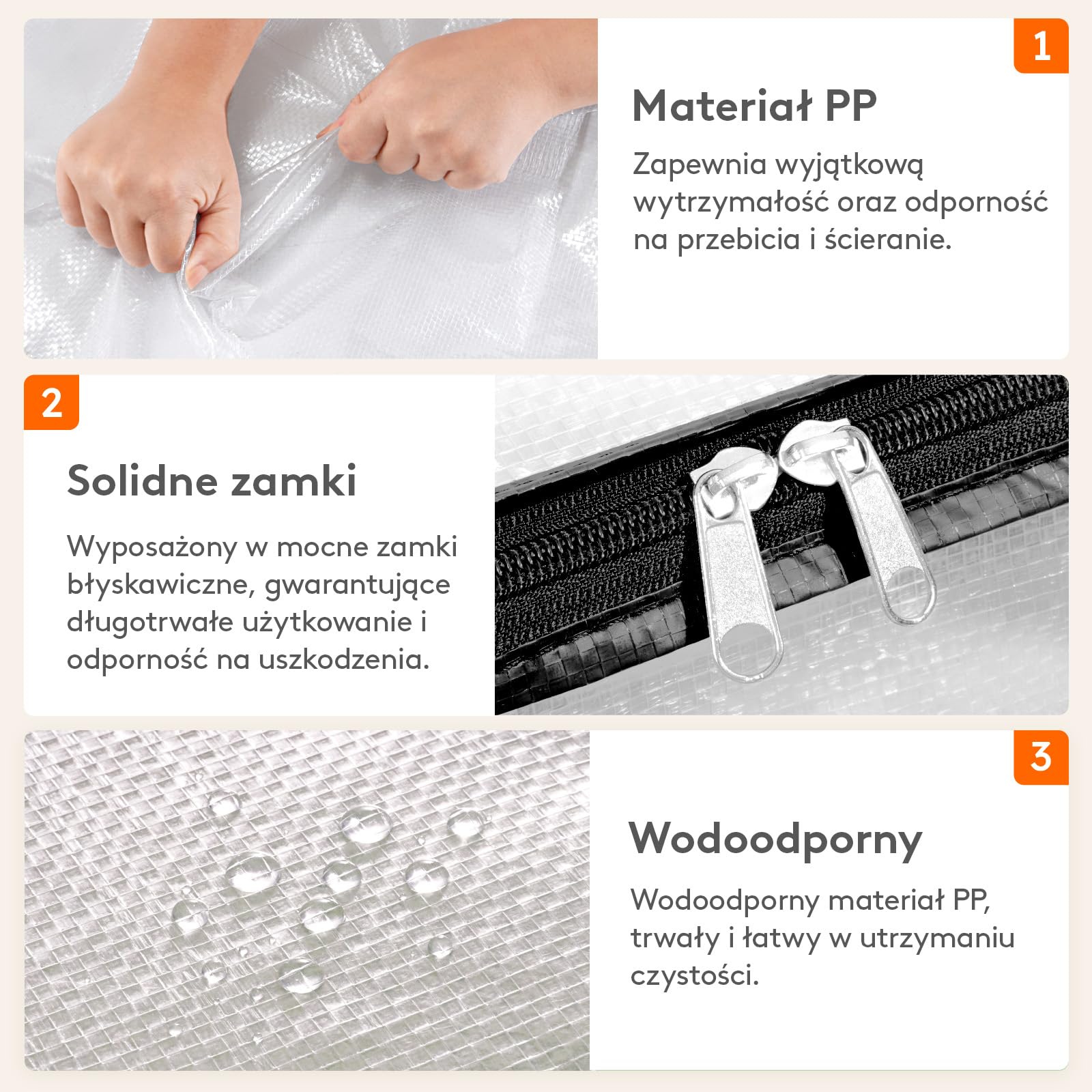 Lifewit Torby do Przechowywania Ubrań 40L, Pojemniki PP Wytrzymałe, Przezroczysta Torba na Ubrania z Uchwytem, Składany Organizer do Szafy na Przeprowadzkę, Kołdry, Koce i Zabawki, Zestaw 3