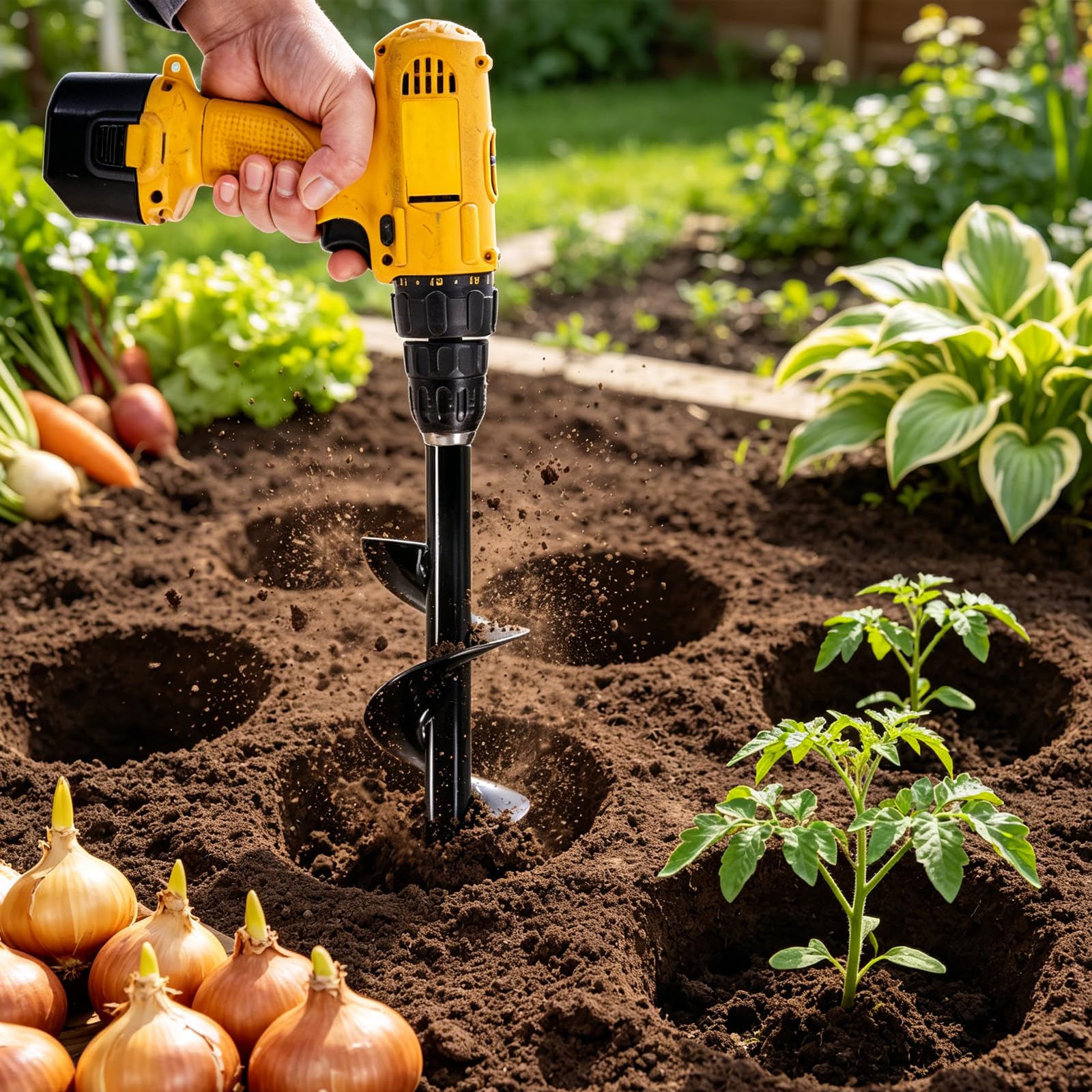 Trivella da 10 x 30 cm per trapano e avvitatore a batteria, punta elicoidale da giardino per bulbi da fiori, verdure, pali di recinzione, trapano per giardino, leggera ed efficiente