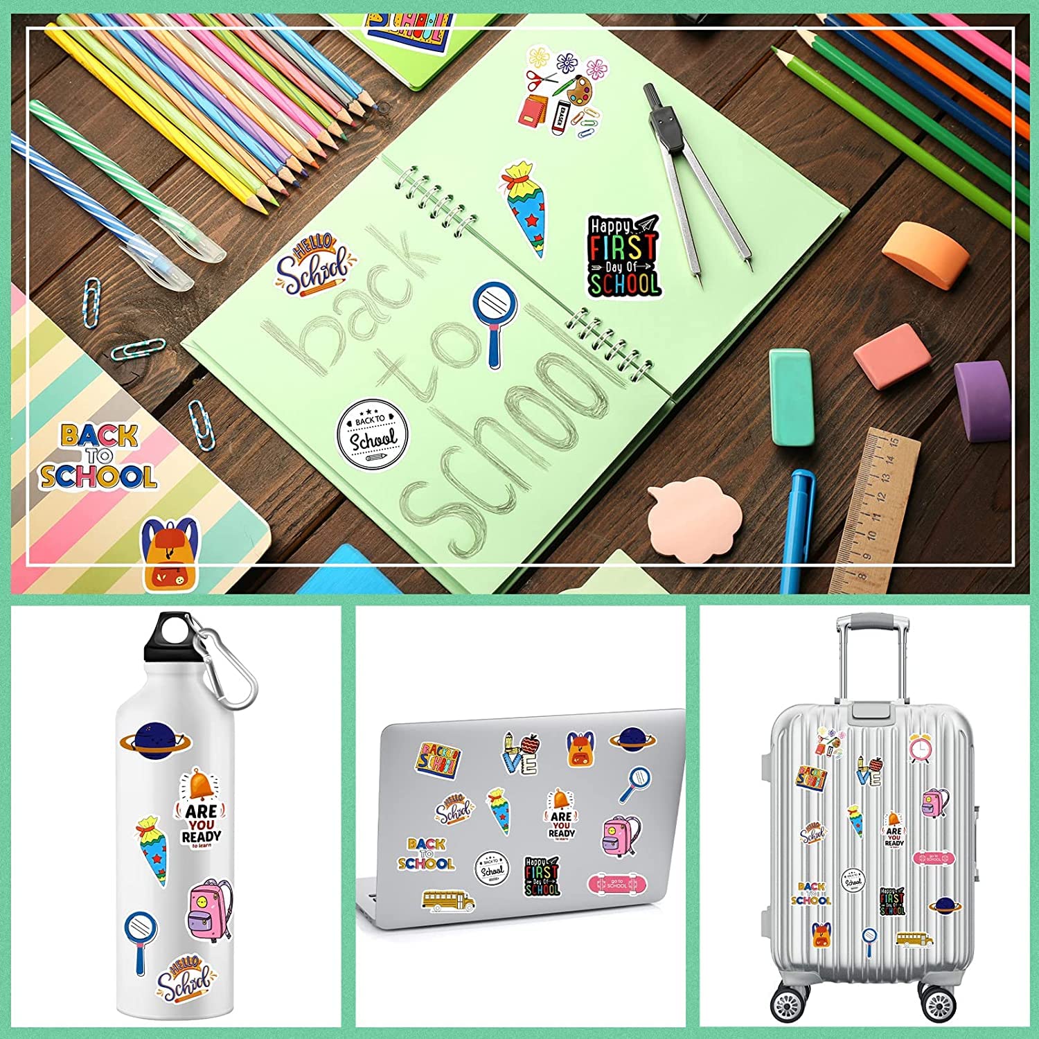 100 pezzi di adesivi per studenti bambini scientifici colorati scrapbooking packs per computer portatile
