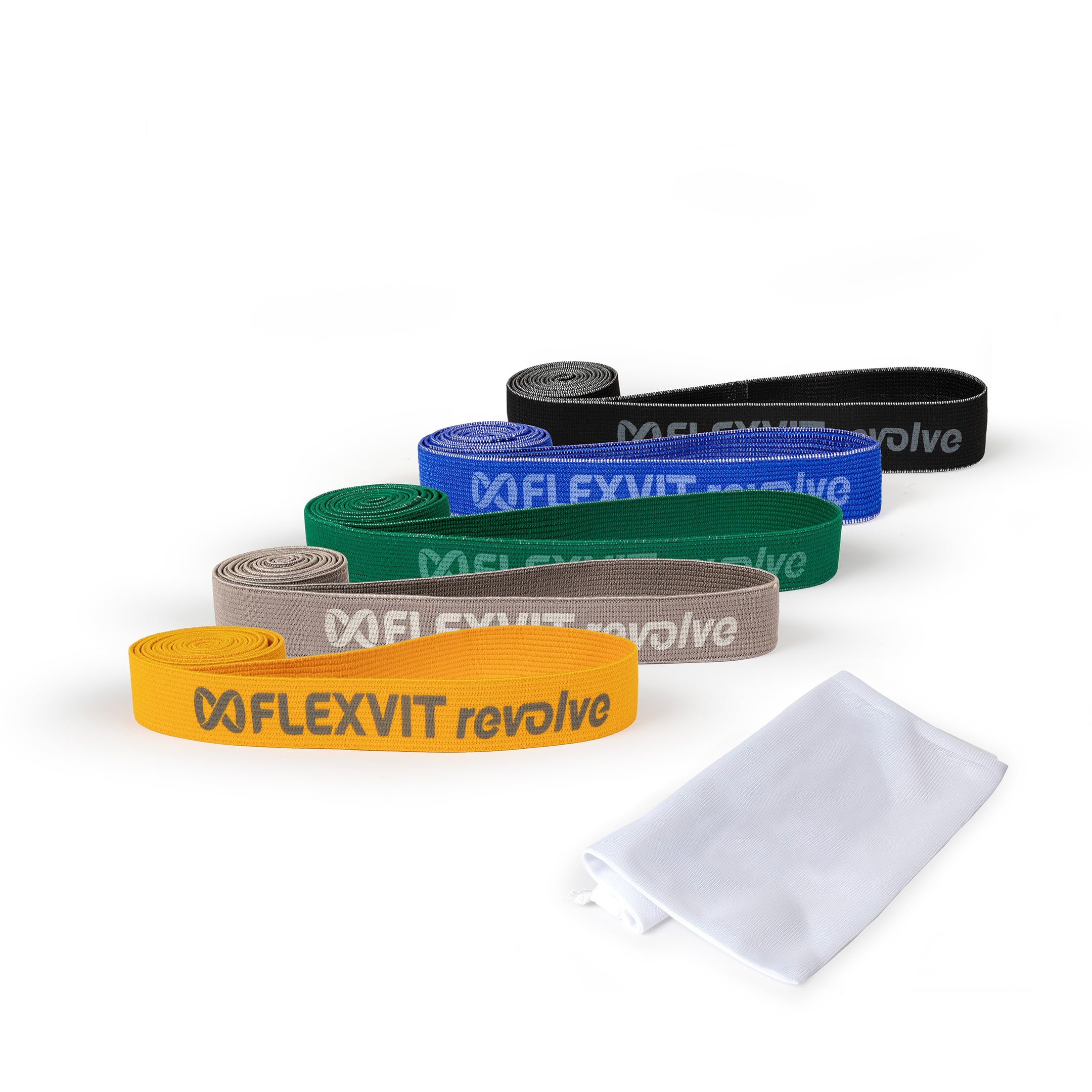 FLEXVIT Revolve - Powerband elastico per allenamento funzionale, fisioterapia e fitness, 5 livelli di resistenza, lunghezza ca. 1000 mm, certificate Oeko-Tex, Made in Germany