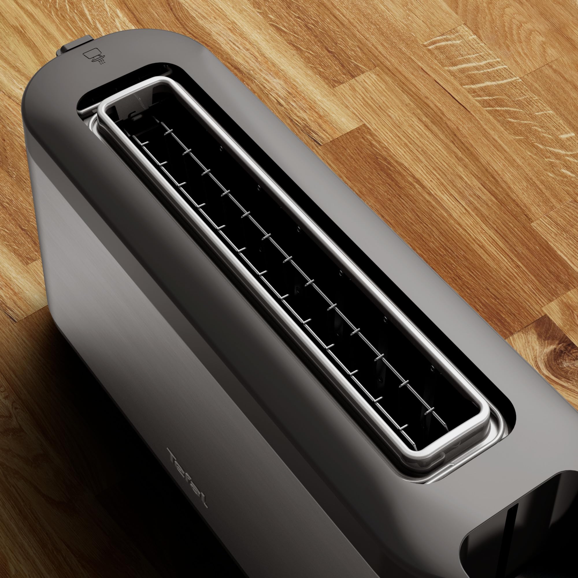 Tefal Element, Grille-pain, Fente longue, Grille-pain inox noir avec support à viennoiseries, Fonctions Réchauffage et Décongélation, TL430811