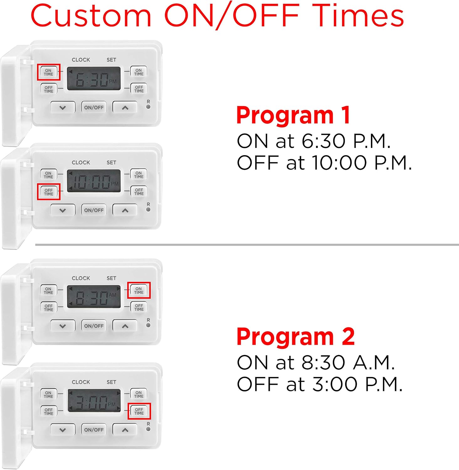 UltraPro, cloth polarized, 2 personal ON/OFF options, 24-hour cycle – 49790 Indoor Plug-in Digital Fashion Timer, 1 Outlet-Override Fabric Door Button - - 