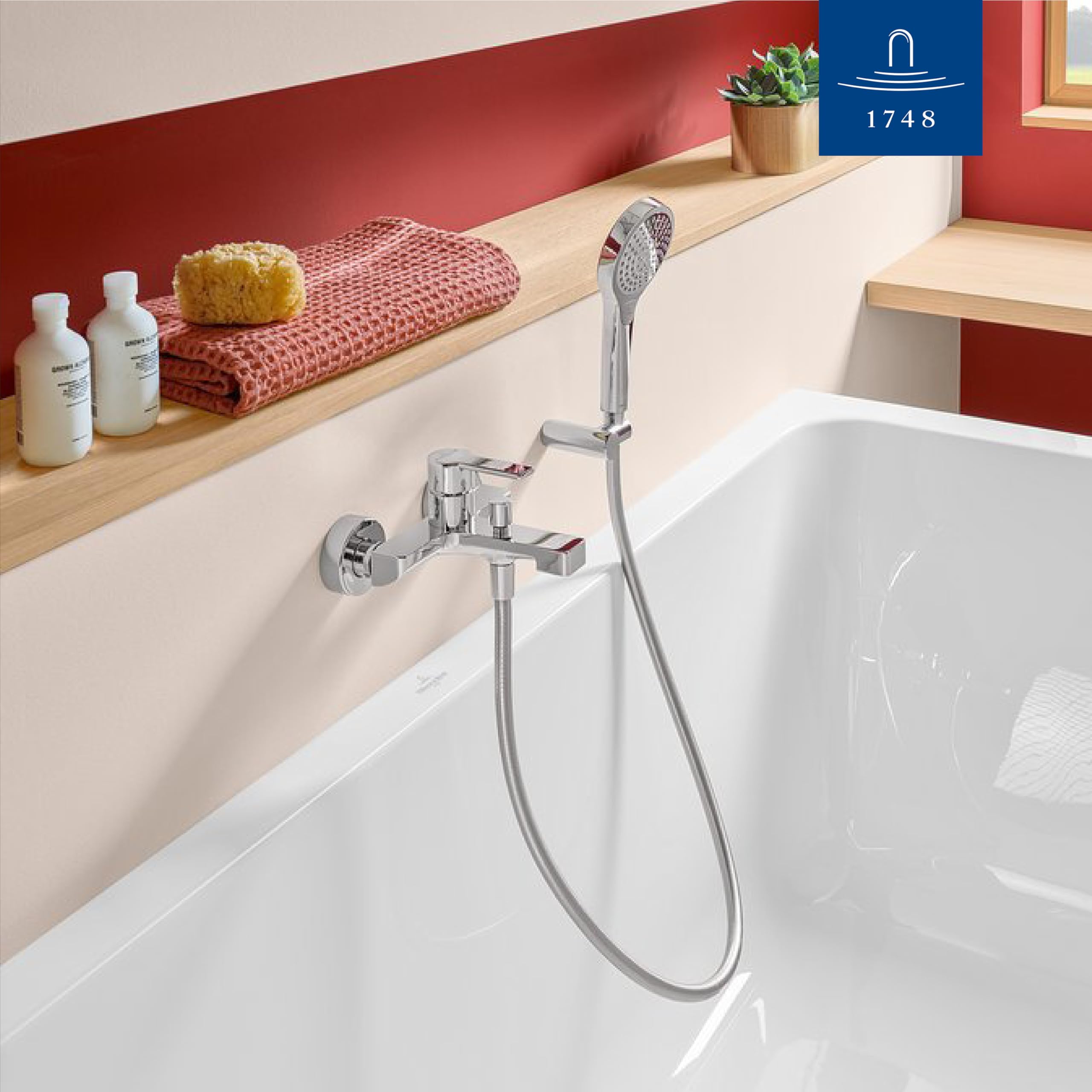 Villeroy & Boch Verve Showers Handbrause – Chrom | 3 Strahlarten per Knopfdruck, EasyClean, wassersparend, Anti-Rückfluss, Universalanschluss, TVS10900100061