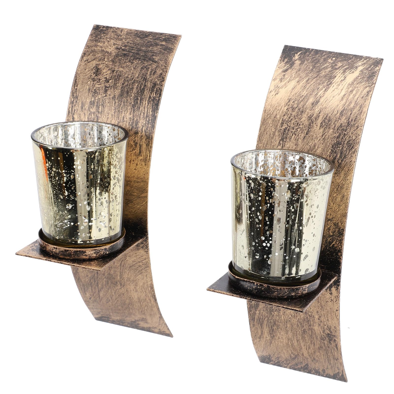 Tnfeeon 2Pcs Rustic Metal Wall Tealight Holder, Candle Sconces 3D Arched Design Decorative Wall Mounted Candle Sconces for Bathroom Dining Room 2Pcs Rustic Metal Tealight Holder,