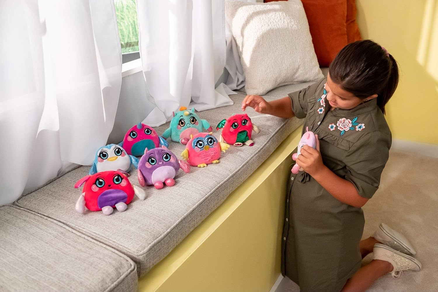 Squeezy, Squishy, Moldable Plush, Stuffed Animal - 3 Pack (Llamma, Narwhal, Owl)