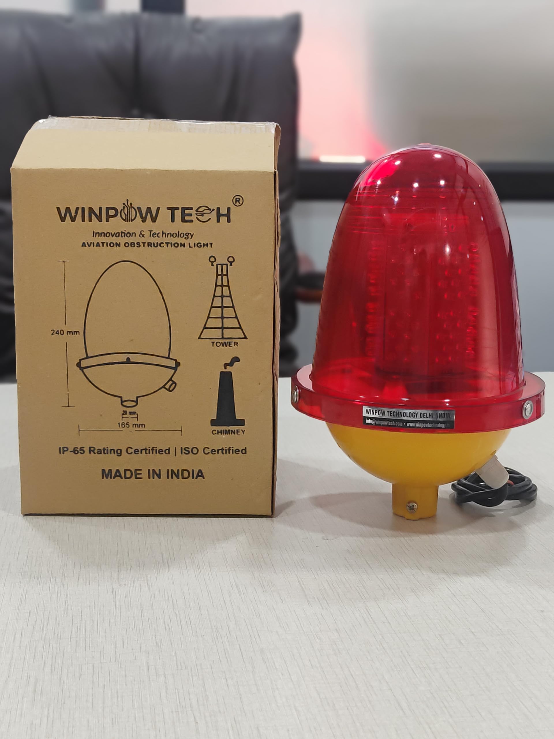 Winpow Tech Low Intensity Aviation Obstruction Warning Light, 230v AC, Red, LED based, Day/Night Photocell Sensor. (Set of 2)-image-31