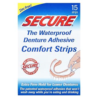 Secure Denture The Waterproof Denture Adhesive Comfort Strips, 15 Strips