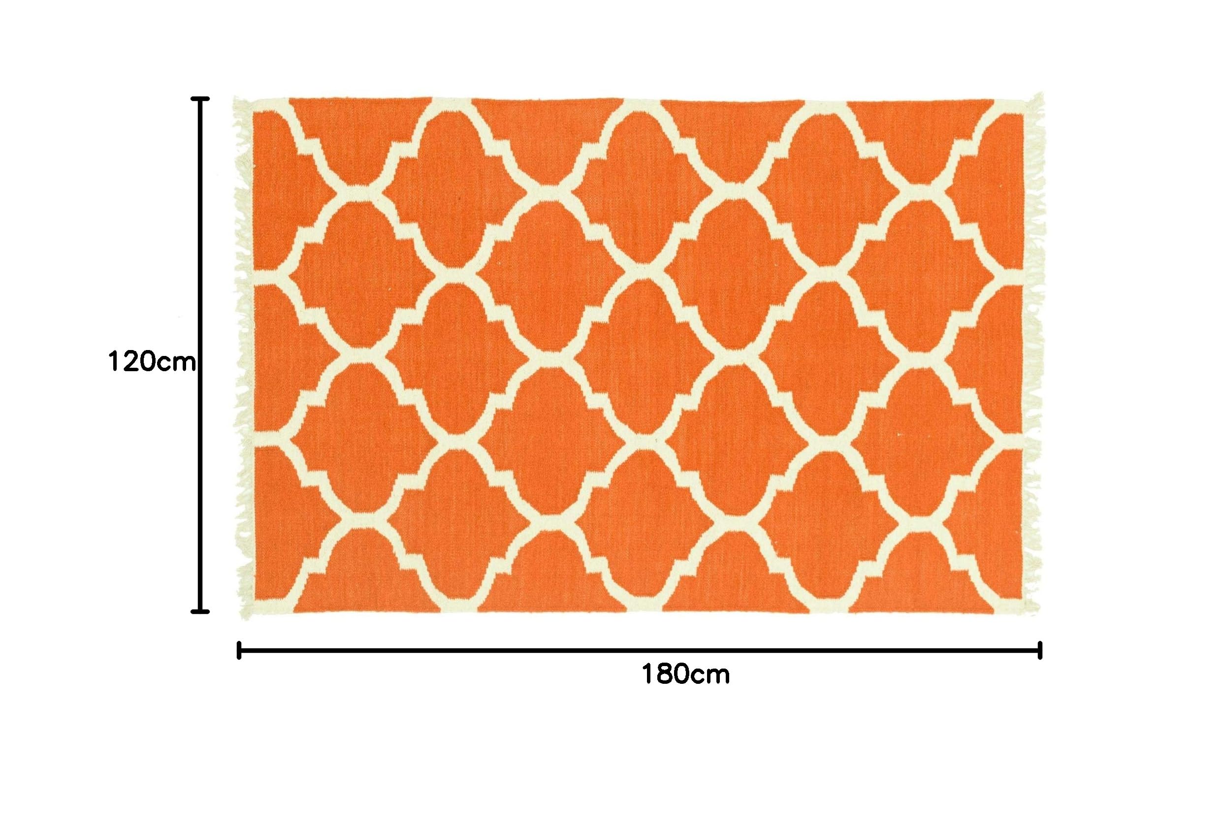 Kelim Tapis tissé à la main Orange uni 180 x 120 cm