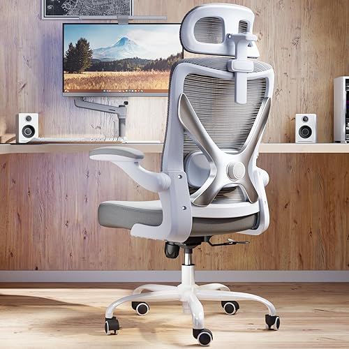 Miniatura 9 de Silla de oficina ergonómica, sillas de escritorio para computadora cómodas, silla de juegos de respaldo alto de malla con soporte lumbar ajustable,