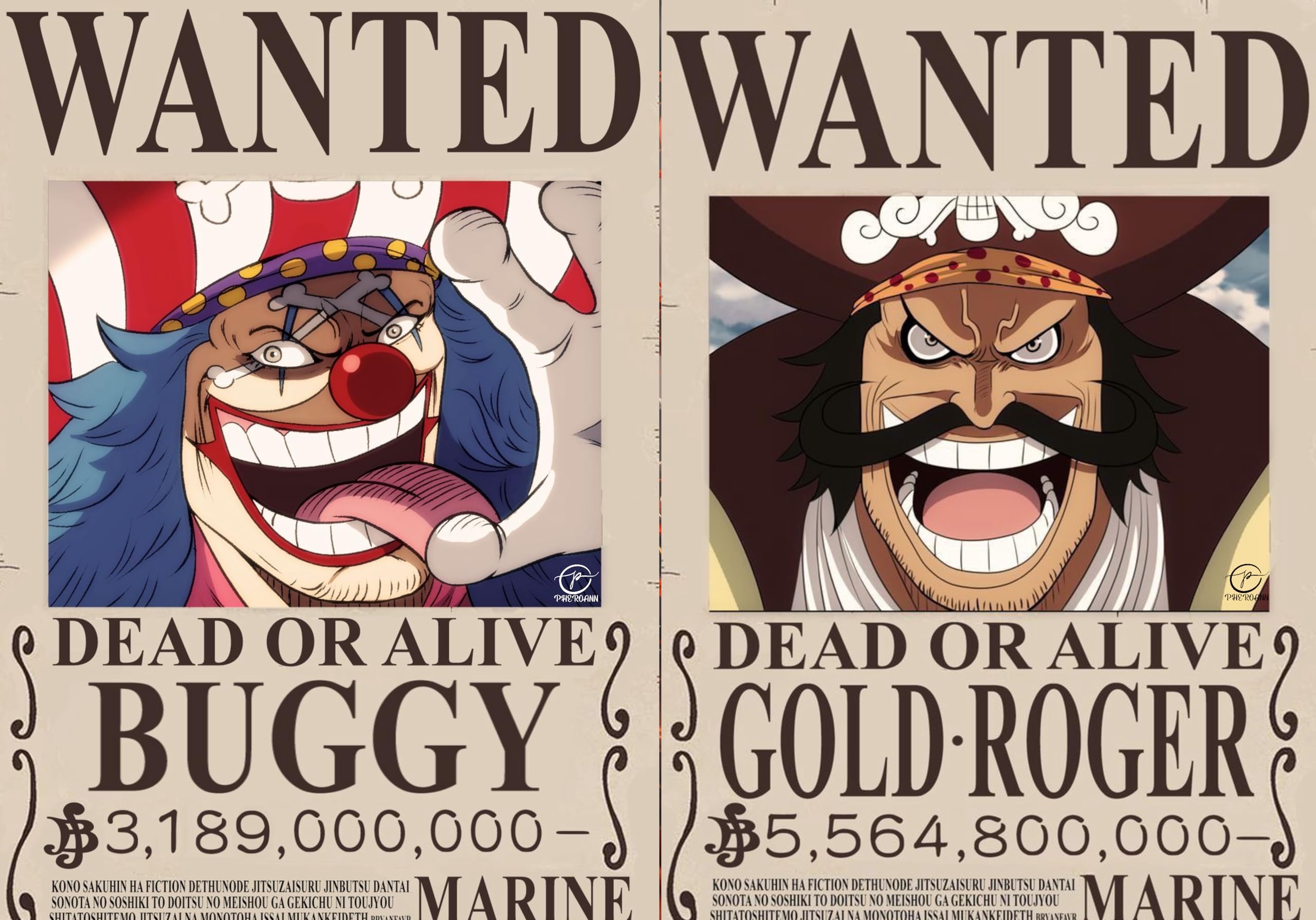 ONEPIECE WANTED Posters Set of 20 A4 Size - Posters for room and