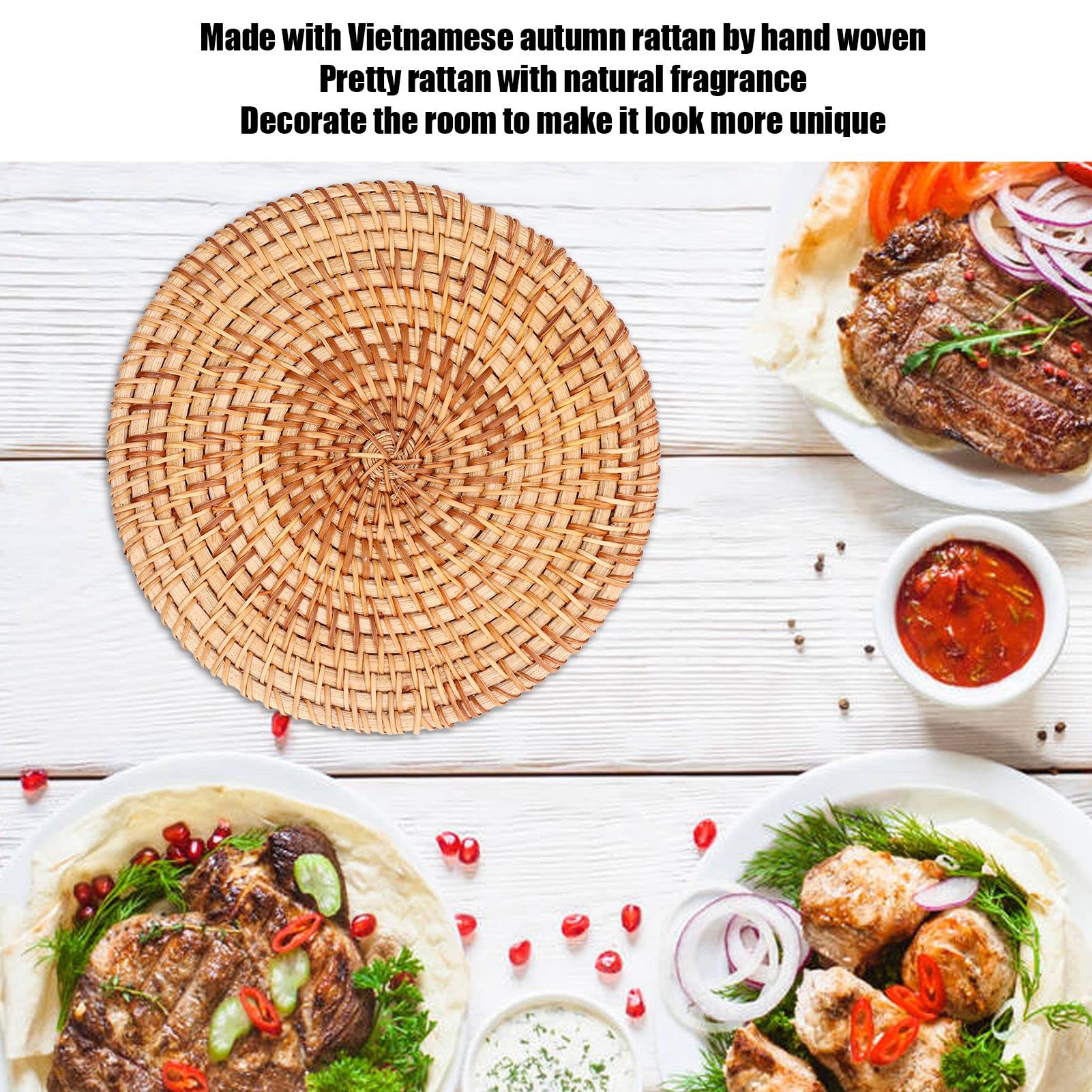 Sets De Table Ronds En Rotin Tissé Pour Table De Salle à Manger