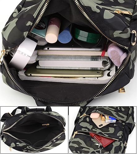 Miniatura 3 de Uromee Mochila para mujer, bolsa de hombro impermeable de nailon para viaje, 303 Camo, Mochilas Daypack