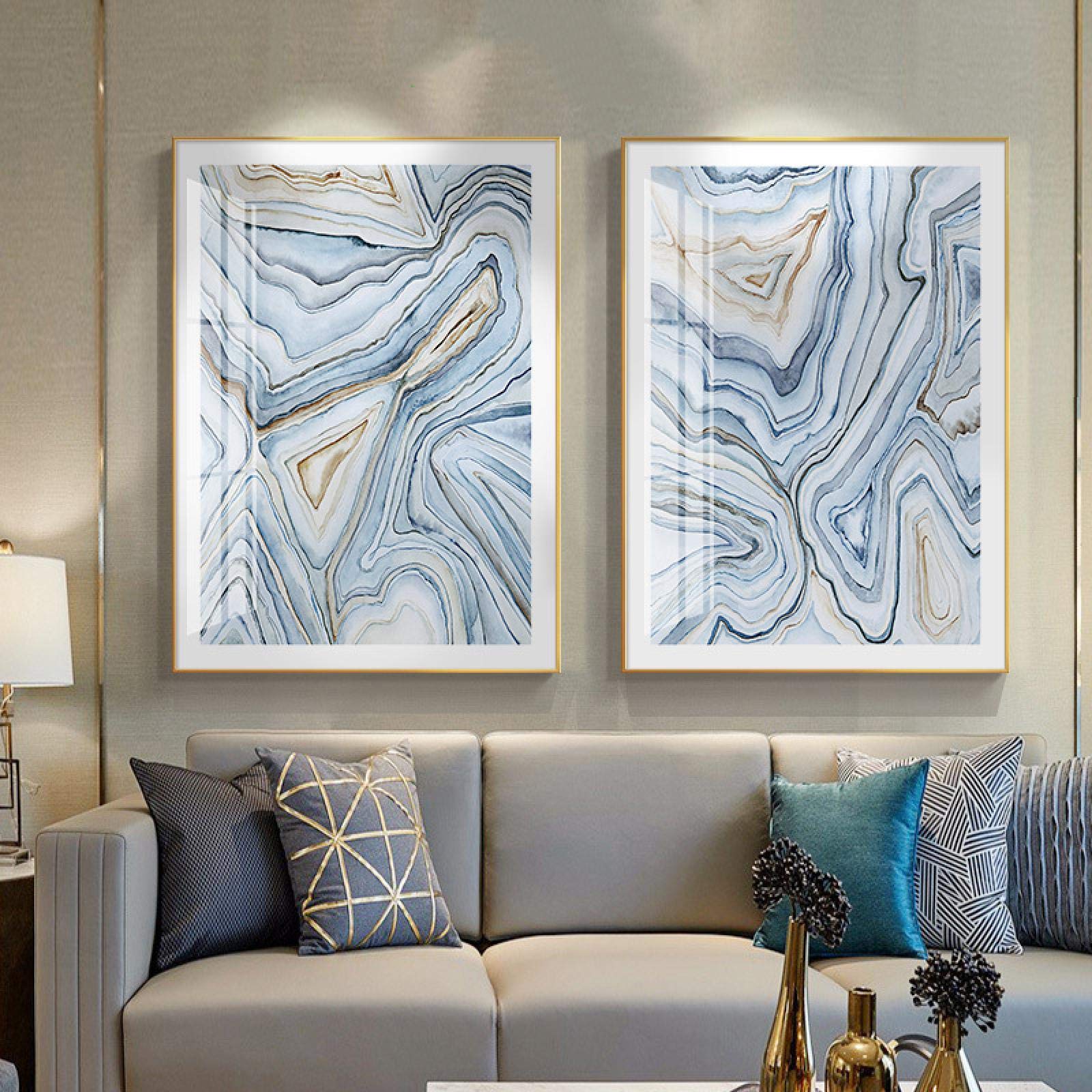 Affiche marbre or bleu toile pour moderniser un mur - 6