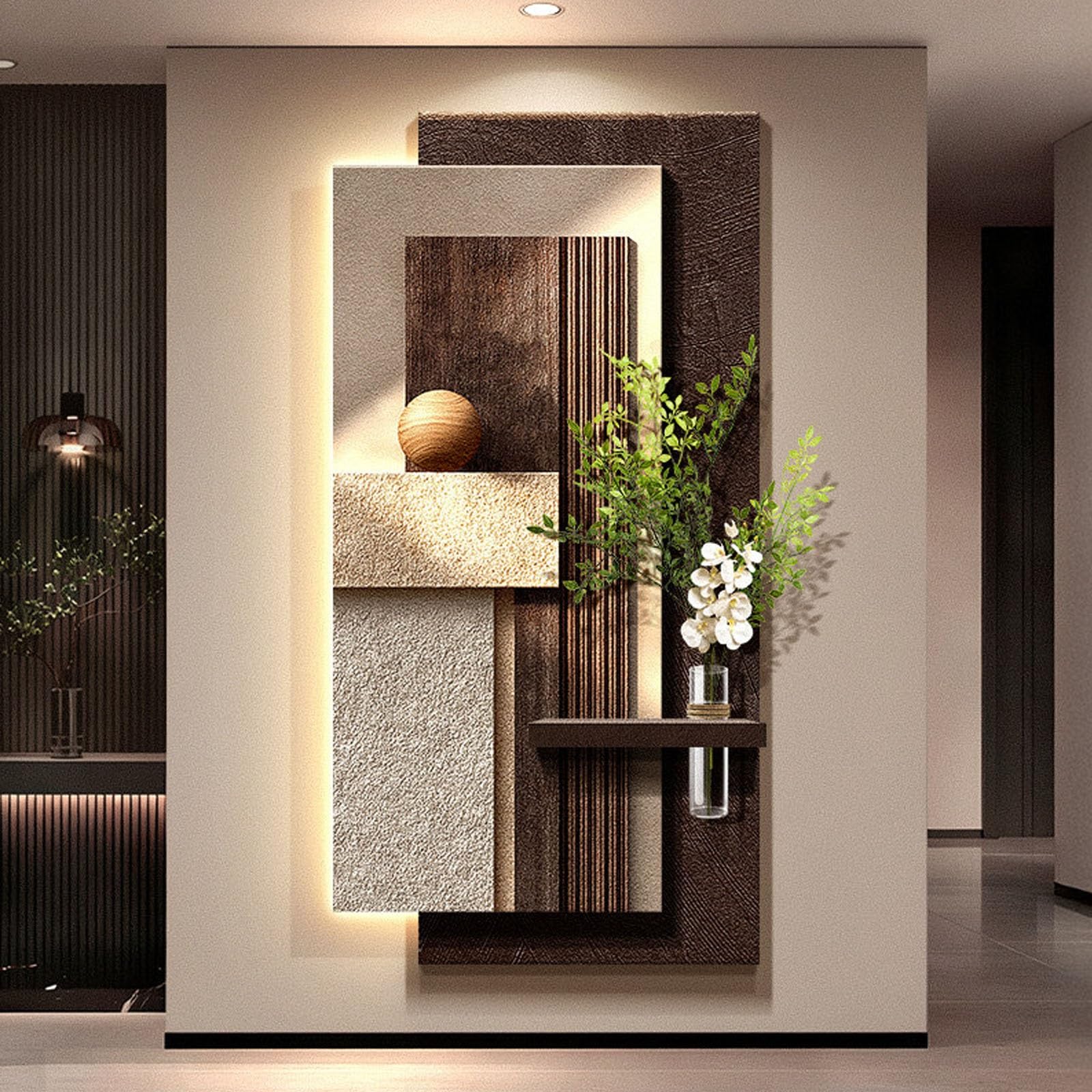 MDEUFYWEGB Decorazione da parete 3D a LED, moderno murale effetto arenaria, opera d'arte luminosa da appendere, complemento d'arredo per soggiorno e ingresso.(D,80 * 40cm/31.5 * 15.7in)