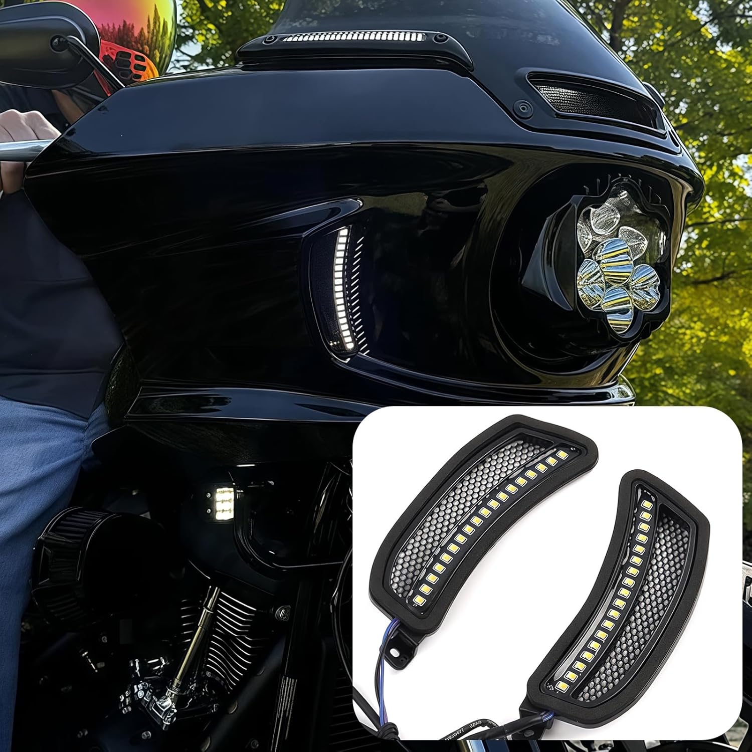 Motorcycle Headlight Fairing Vent Lights for Softail Low Rider ST FXLRST 2022-2024/Low Rider El Diablo FXRST 2022 LED Indicator Front Turn Signal Lamp Plug & Play 1 Pair Motorcycle Accessory