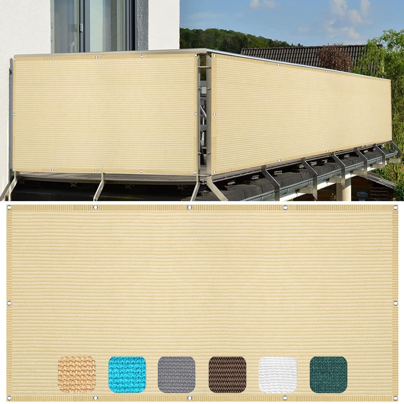 Protection UV Paravent de Balcon crème haute densité toile de qualité