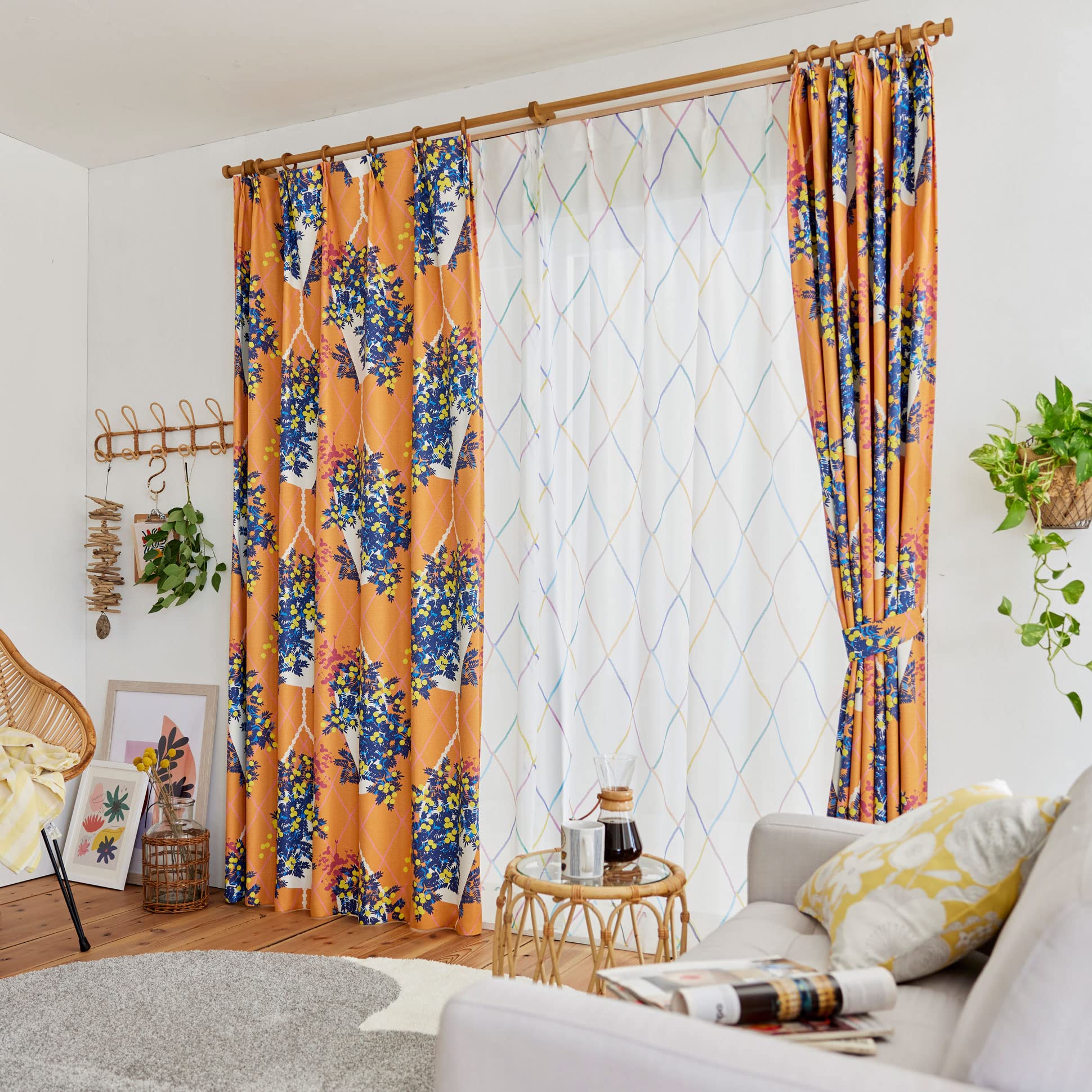 Amazon｜スミノエ(Suminoe) セミオーダーカーテン オレンジ 幅210cm