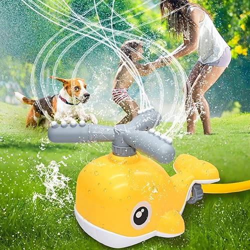 Miniatura 1 de WOT I Rociador de agua al aire libre para niños divertido juguete de giro y disparo aerosoles de hasta 8 pies lindo juguete de verano de ballena