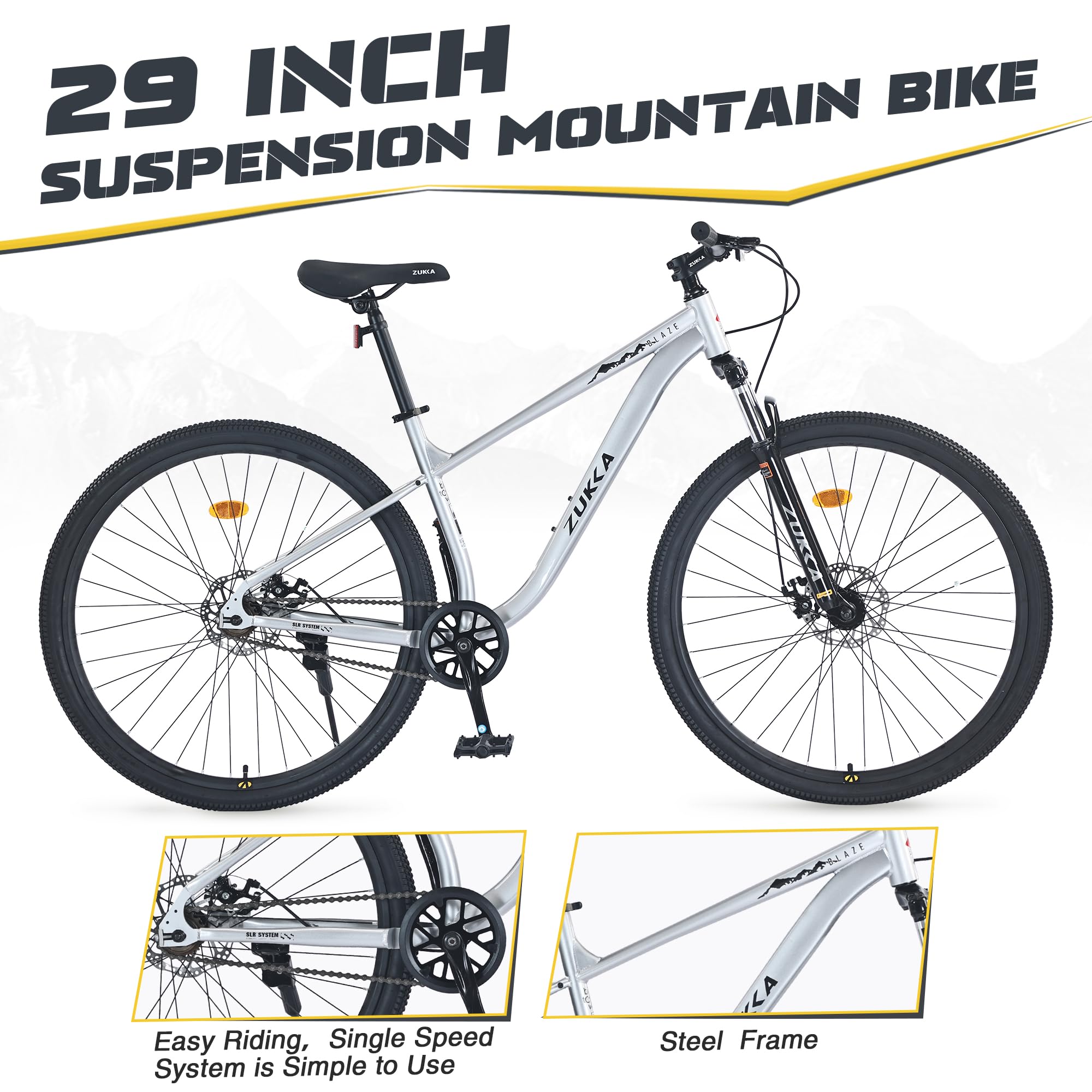 Amazon.com: ZUKKA Bicicleta de montaña de 29 pulgadas, 1/8 de
