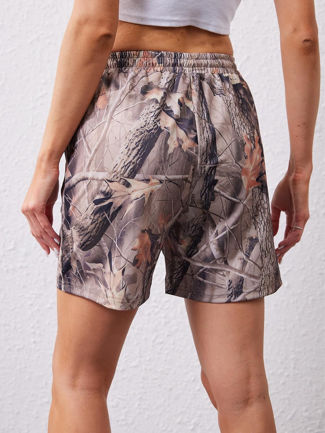 YKR Womens Camo Sweat Shorts Camouflage Elastic Waist Drawstring Casual Athletic Lounge Shorts with Pockets - Image 5