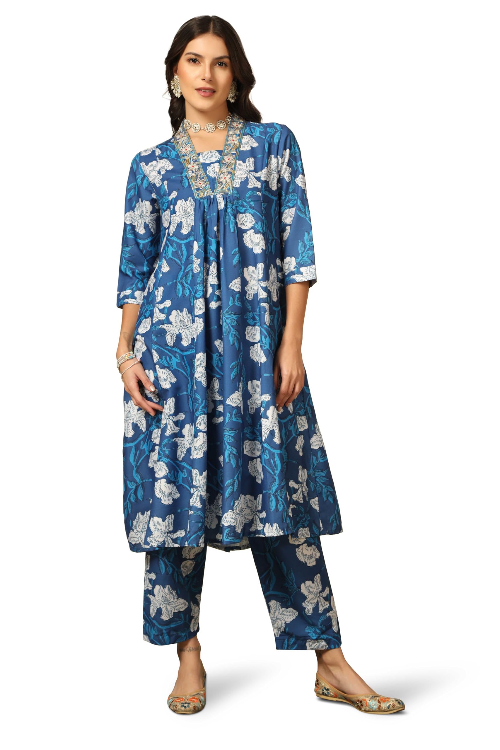 GRECIILOOKSWomen SEMI COTTON Alia Cut Regular Fit Kurta Set