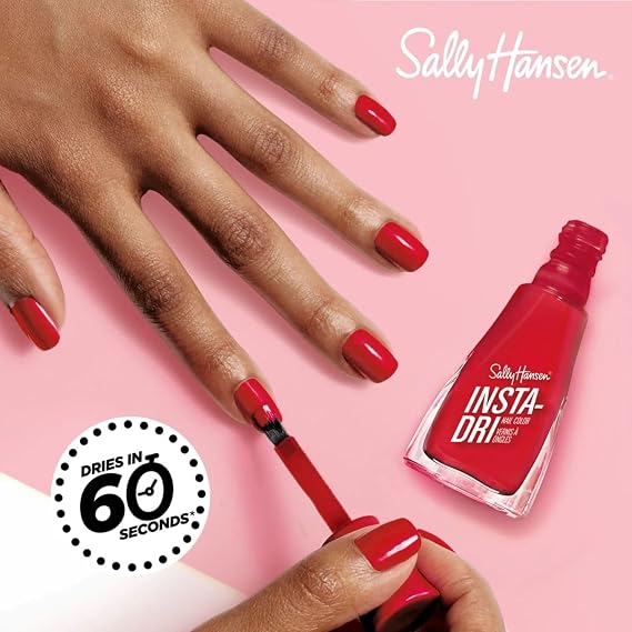 Sally Hansen Insta-Dri Nail Polish | Quick Dry, Long Lasting, Streak-Free Shine | Opaque, Glittery | 565 Powerslide | Black with White Glitter Nail Color