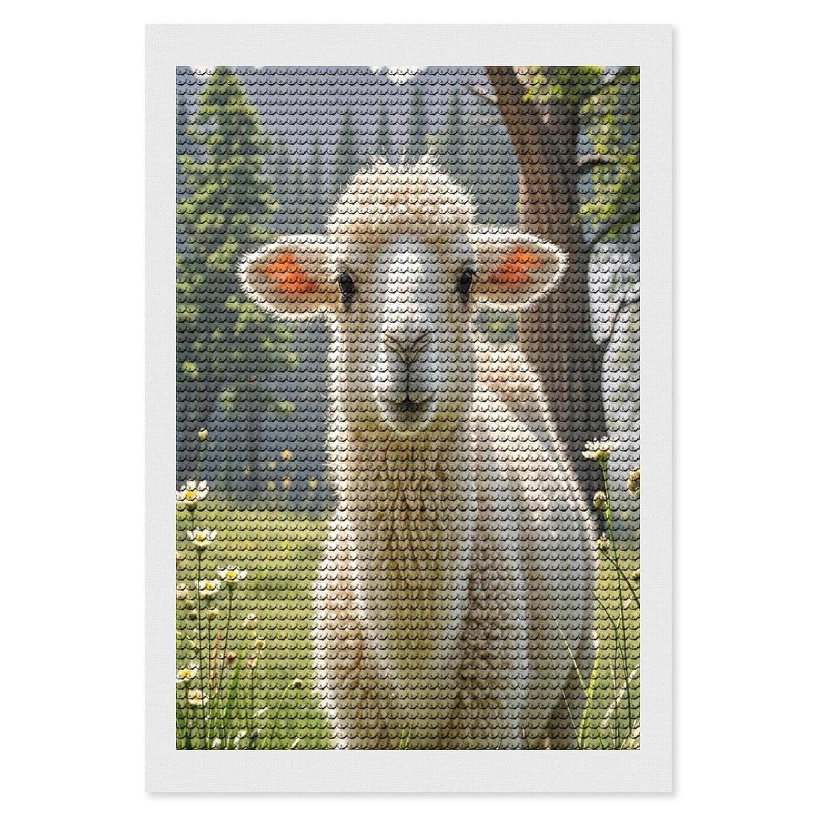 FekiLoot Llama Alpaca Diamond Painting Kits for Adults Full Round Drill Diamond Art Kits for Beginners 5D DIY Diamond Dots Paintings Diamonds Pictures Gem Art Home Wall Decor 8"x12"