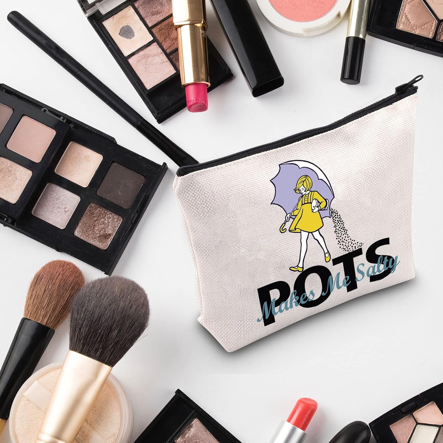 G2TUP POTS Awareness Gift POTS Makes Me Salty Makeup Bag POTS Syndrome Fighter Warrior Cosmetic Bag Dysautonomia Awareness Gift (POTS Makes Me Salty MB) - Image 5