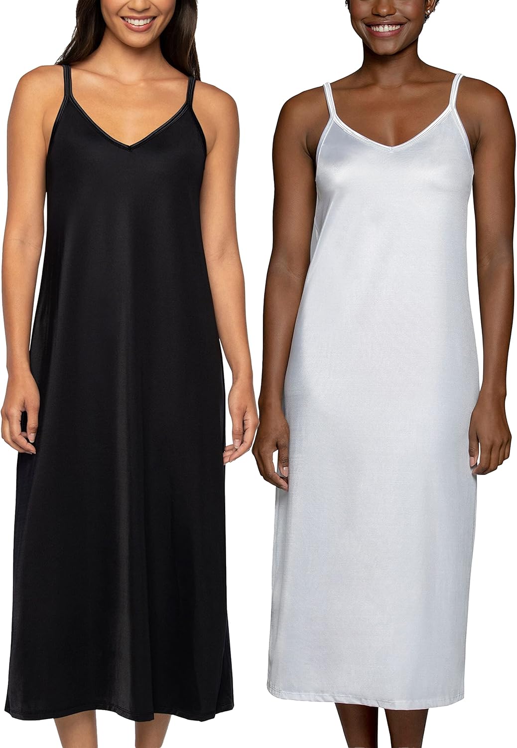 Vanity Fair Women's Spinslip 32 Inch 10158, Midnight Black/Star White, 36 Bust (32" Length)