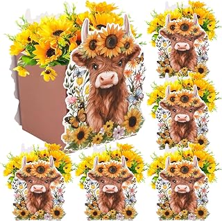 Kreatwow Highland Cow Party Centerpieces 6pcs Highland Flower Box Centerpieces Highland Cow Theme Party Supplies Floral Highland Cow Decorations Box for Flower Farm Cow Baby Shower Birthday Wedding