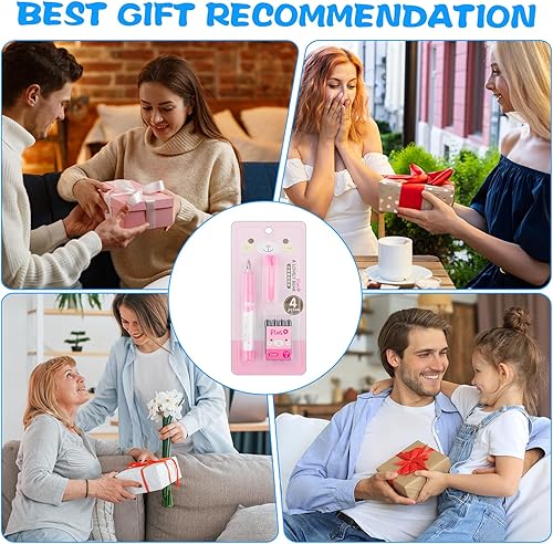 Miniatura 7 de Amabro Pluma estilográfica con 4 bolsas de tinta azul, lindo bolígrafo estilográfico de dibujos animados con convertidor de tinta, pluma