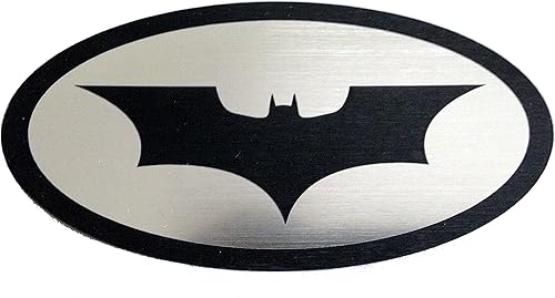 Ovalado 4 pulgadas W Pegamento Insignia Emblema Batman Dark Knight Plata
