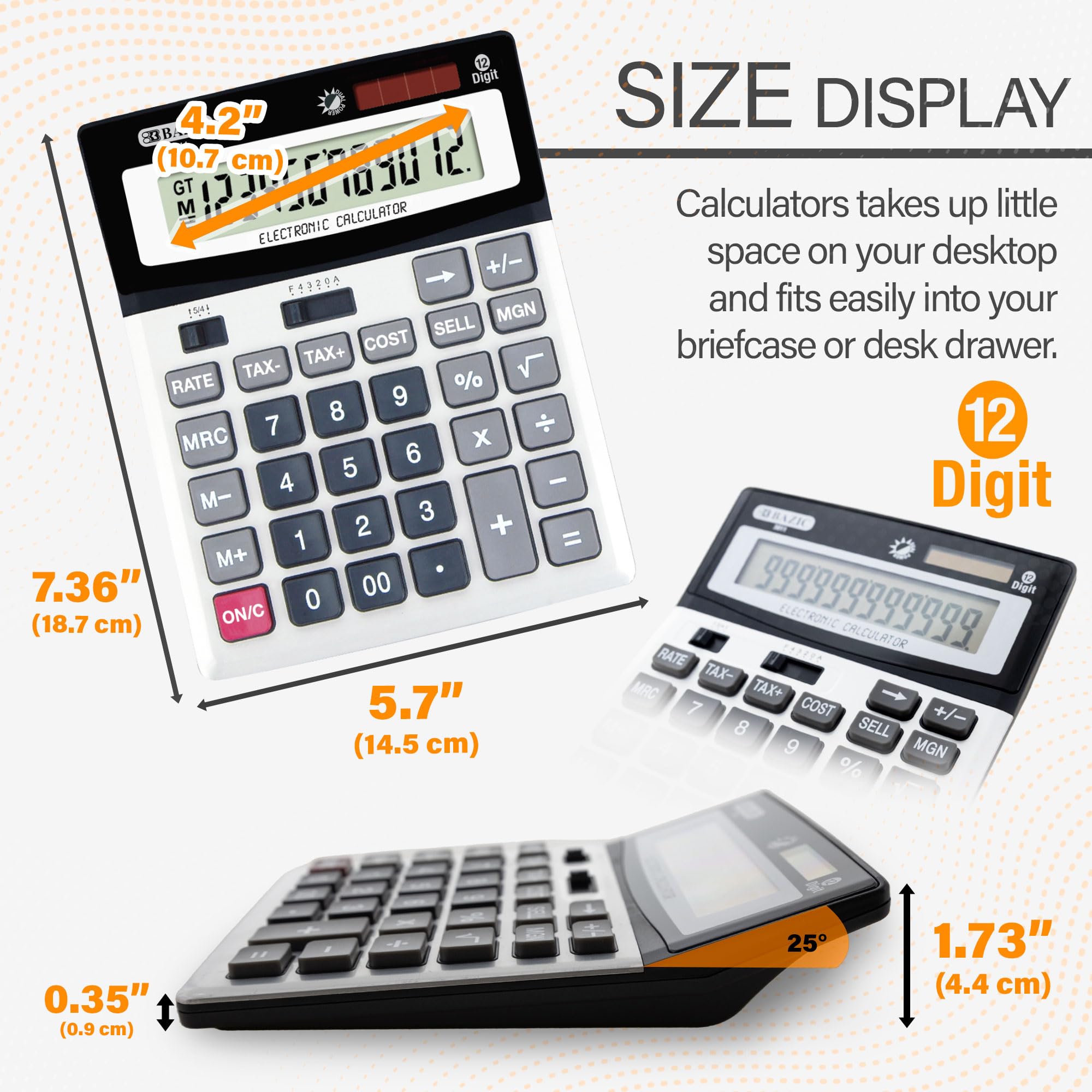 Bazic 12 dígitos calculadora de sobremesa con Beneficios cálculo y Funciones de impuestos (3011)