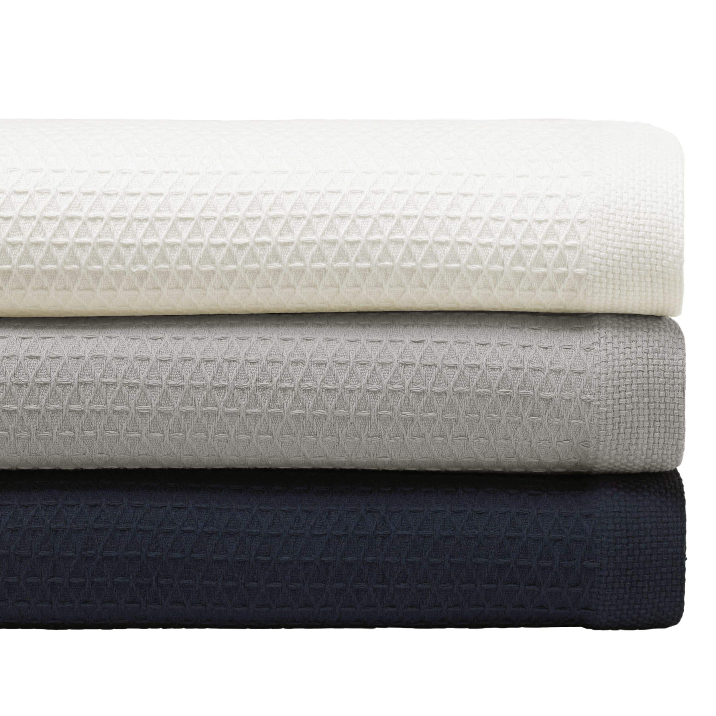 Nautica - Manta Individual, Ropa de Cama de algodón de Peso Medio, decoración del hogar para Todas Las Estaciones, artículos Esenciales para el Dormitorio (Azul Marino, Individual)