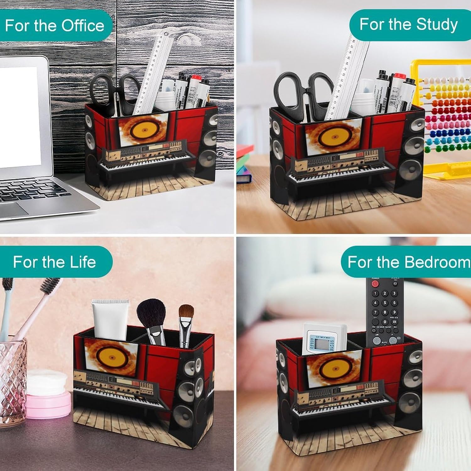 Rectangle Pen Holder Music Studio Desk Organizer Pencil Cup image 4
