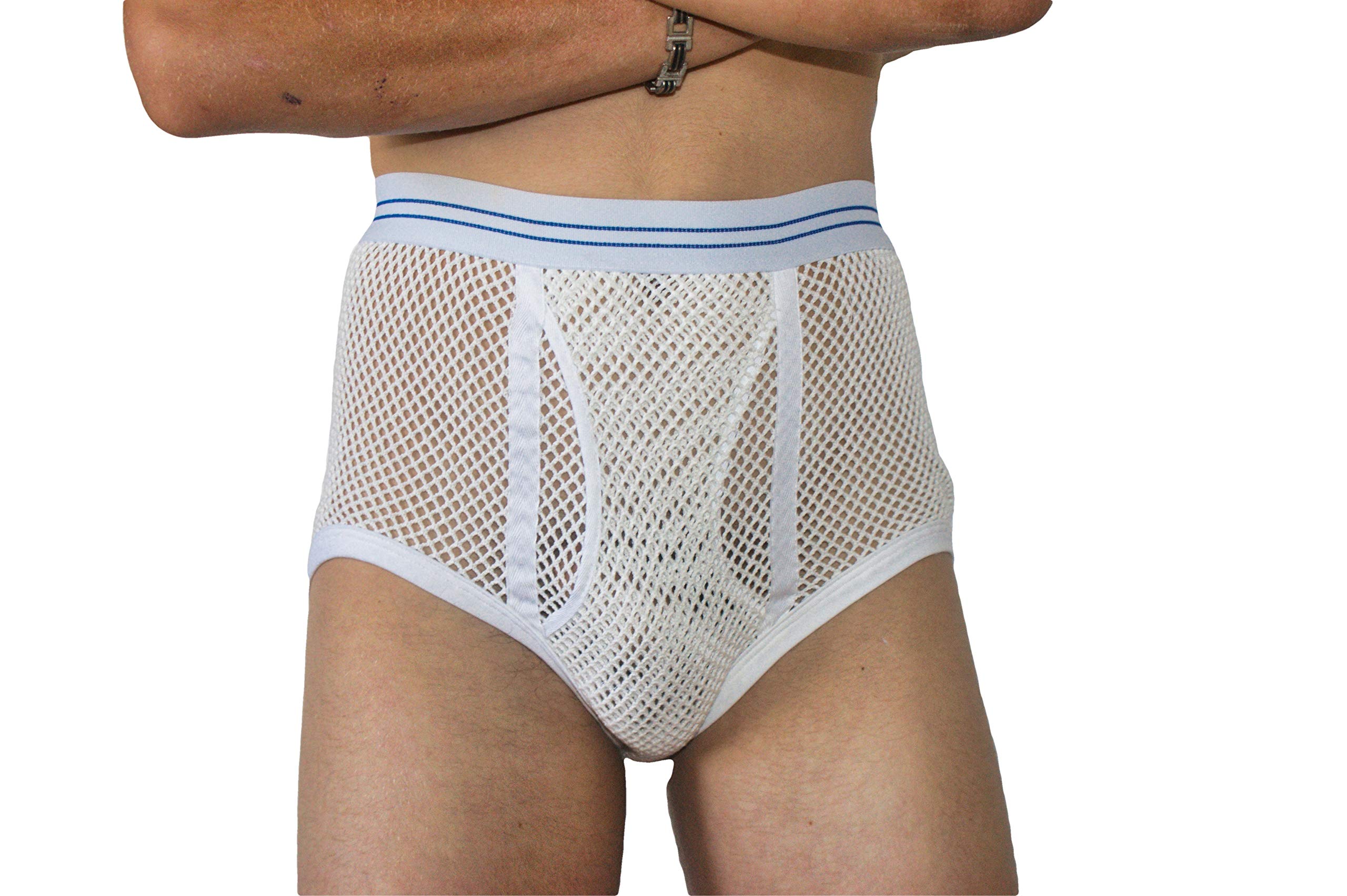 Mens Classic Underwear Underpants with Double seat and A Front Panel S