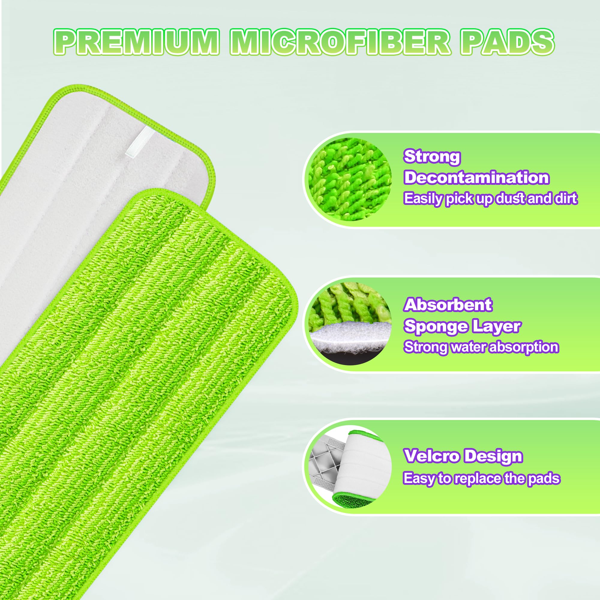 Paquete de 8 almohadillas reutilizables para mopa Swiffer PowerMop, almohadillas de microfibra de 15 pulgadas para limpieza de suelos de madera dura, lavables a máquina, uso en seco y húmedo para todo