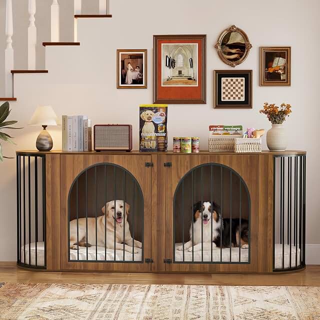 MAHYIZYI 86.6'' Double Dog Crate Furniture