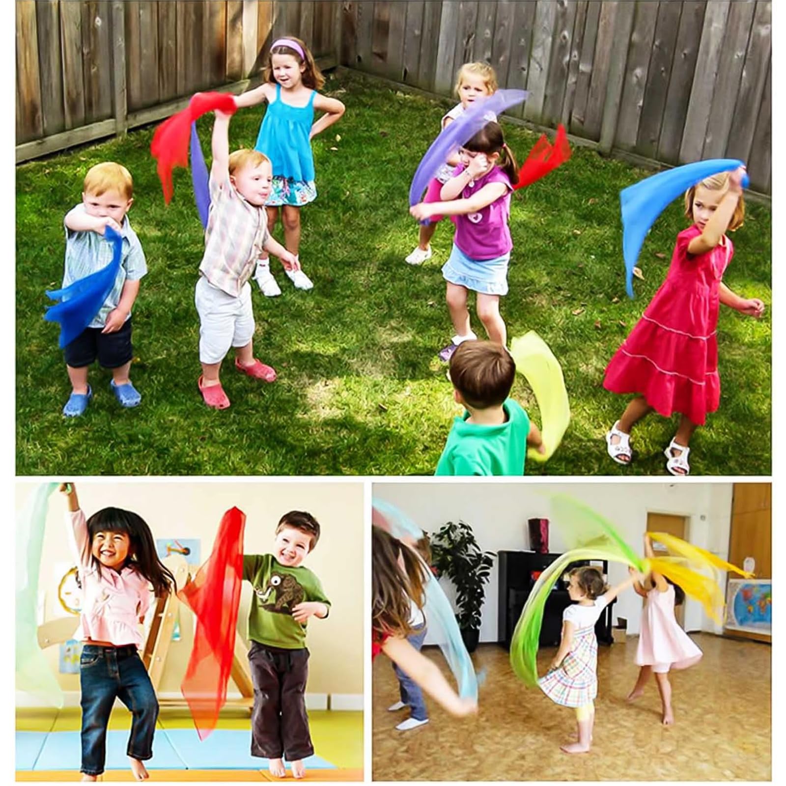 FYSL 20 Pièces Foulard de Jonglage et Danse Colorées Pour Enfant - Écharpes Pour Jardin d'enfants, Activité, Fête et Décoration