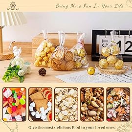 LOKIQNG 150PACK Christmas Cellophane Bags Treat Cookie Gift Bags with Twist Ties for Christmas Party Favors(150PACK, 5x10inch)