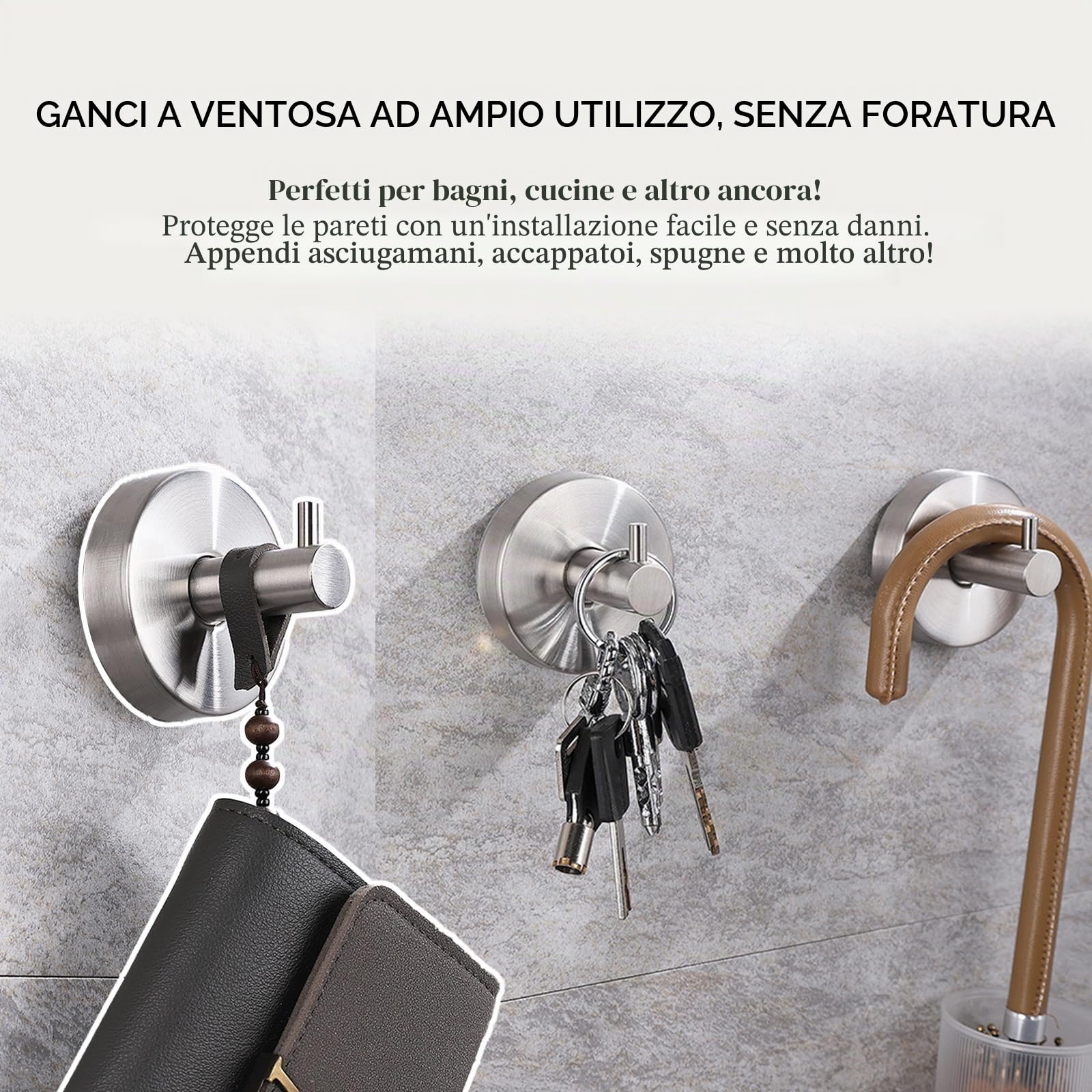 Gancio Ventosa Per Doccia, Bagno, Cucina, Porta In Vetro, Specchio, Piastrelle – Porta Asciugamani Bagno Per Bagno Per Loofah, Asciugamani, Cappotti, Accappatoi Fino A 7 Kg (2 Pezzi)
