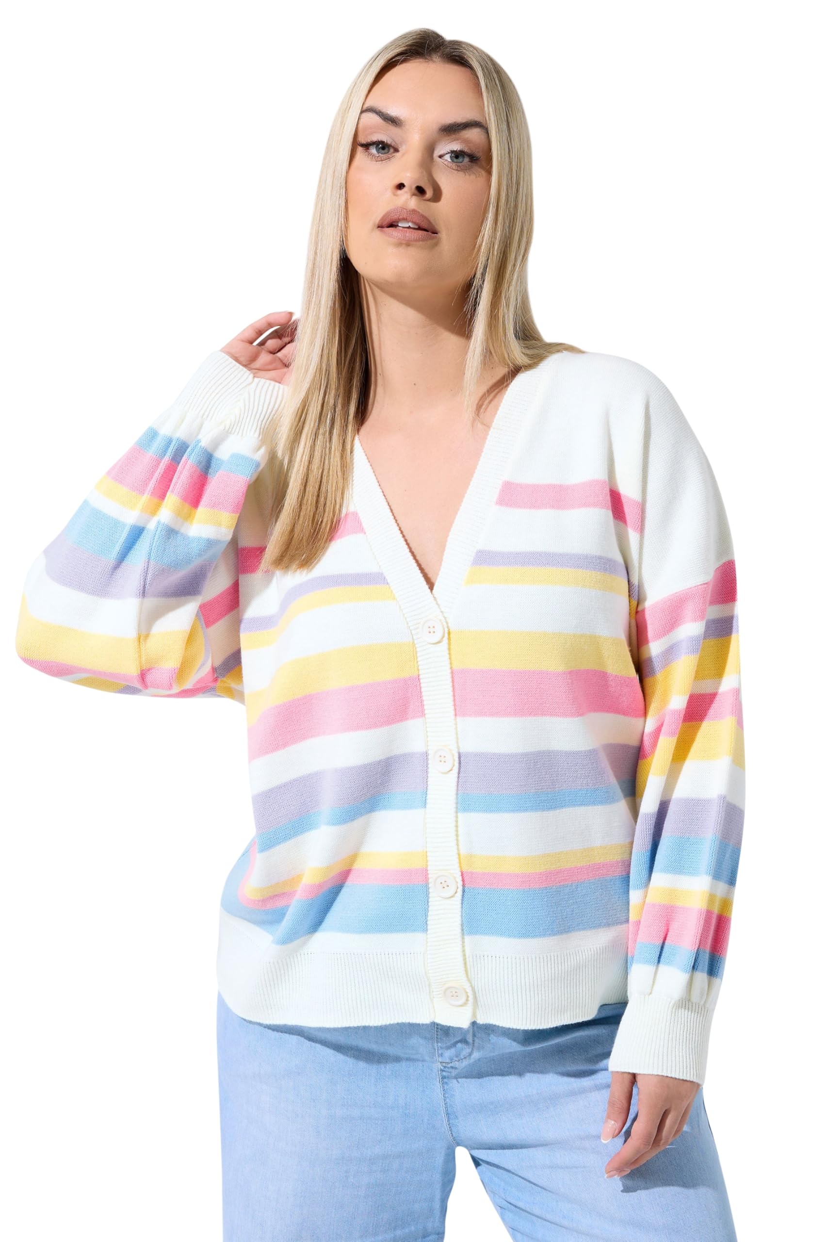 Yours Women's Stripe Knitted Cardigan Sweater | Size: 22-24