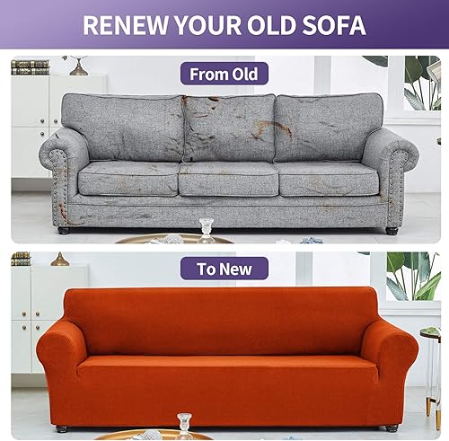 Miniatura 6 de Joccun - Funda elástica para sofá biplaza, funda protectora de 1 pieza para sofá de 2 cojines, de elastano, jacquard, lavable, para sala de estar,